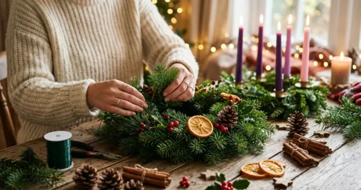 Jak vyrobit adventní věnec z chvojí návod na vánoční dekoraci